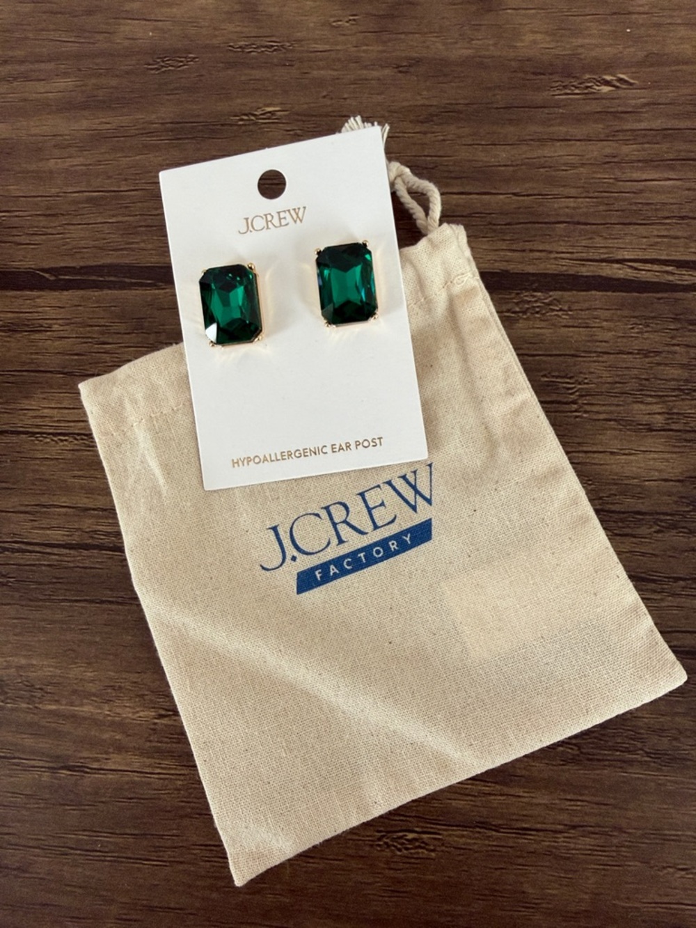 J. Crew Green Crystal Post Earrings